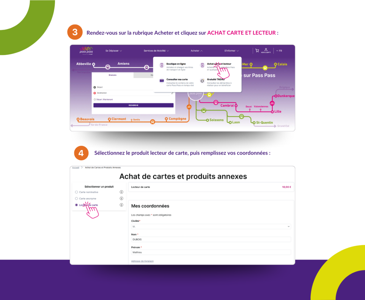 Commander un lecteur de carte
