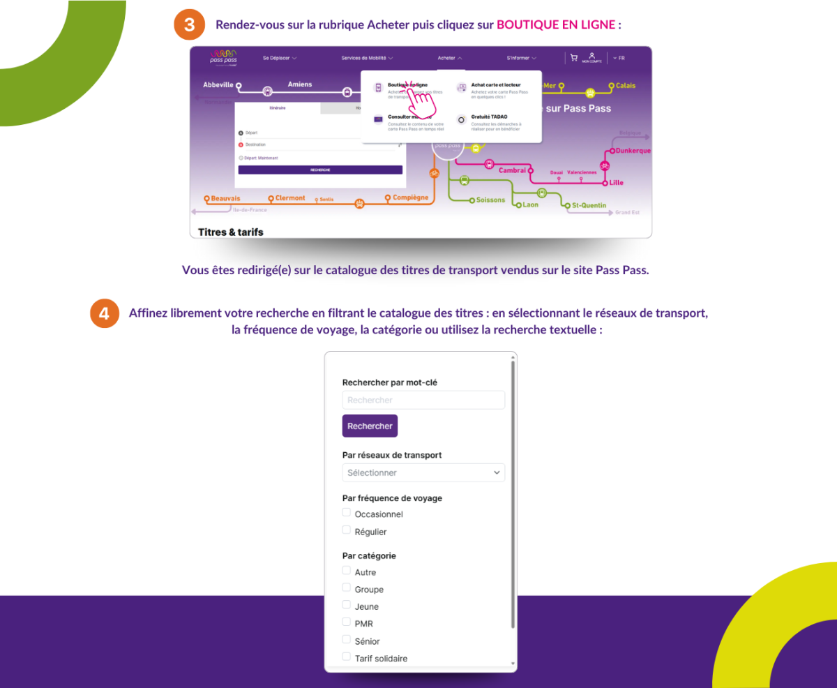 Commander des titres de transport en mode  connecté à un compte Pass Pass