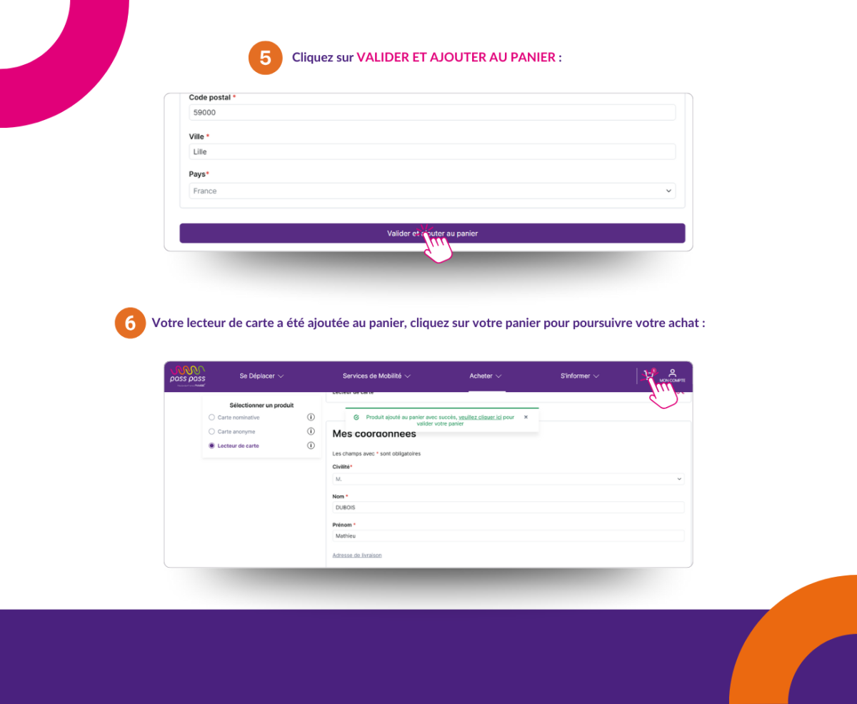 Commander un lecteur de carte
