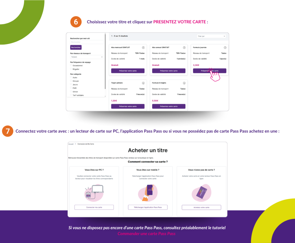 Commander des titres de transport en mode  connecté à un compte Pass Pass