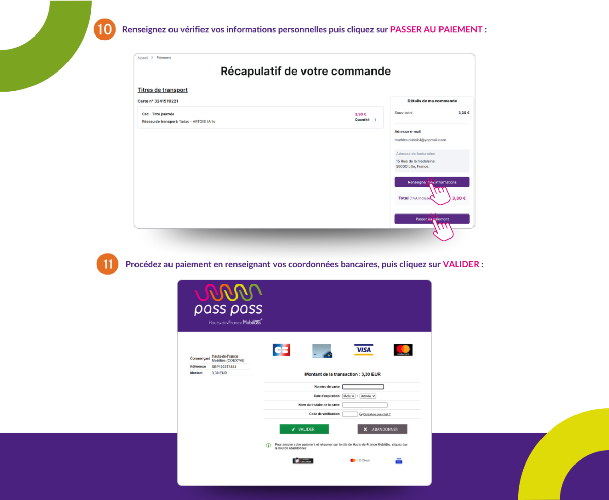 Commander des titres de transport en mode  connecté à un compte Pass Pass