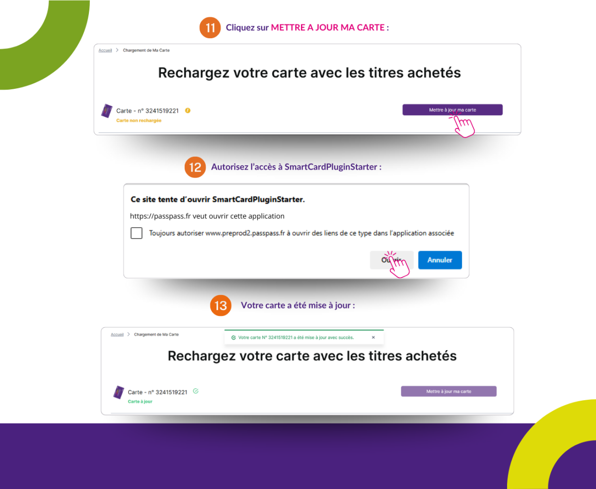 Commander des titres de transport en mode lecture de carte